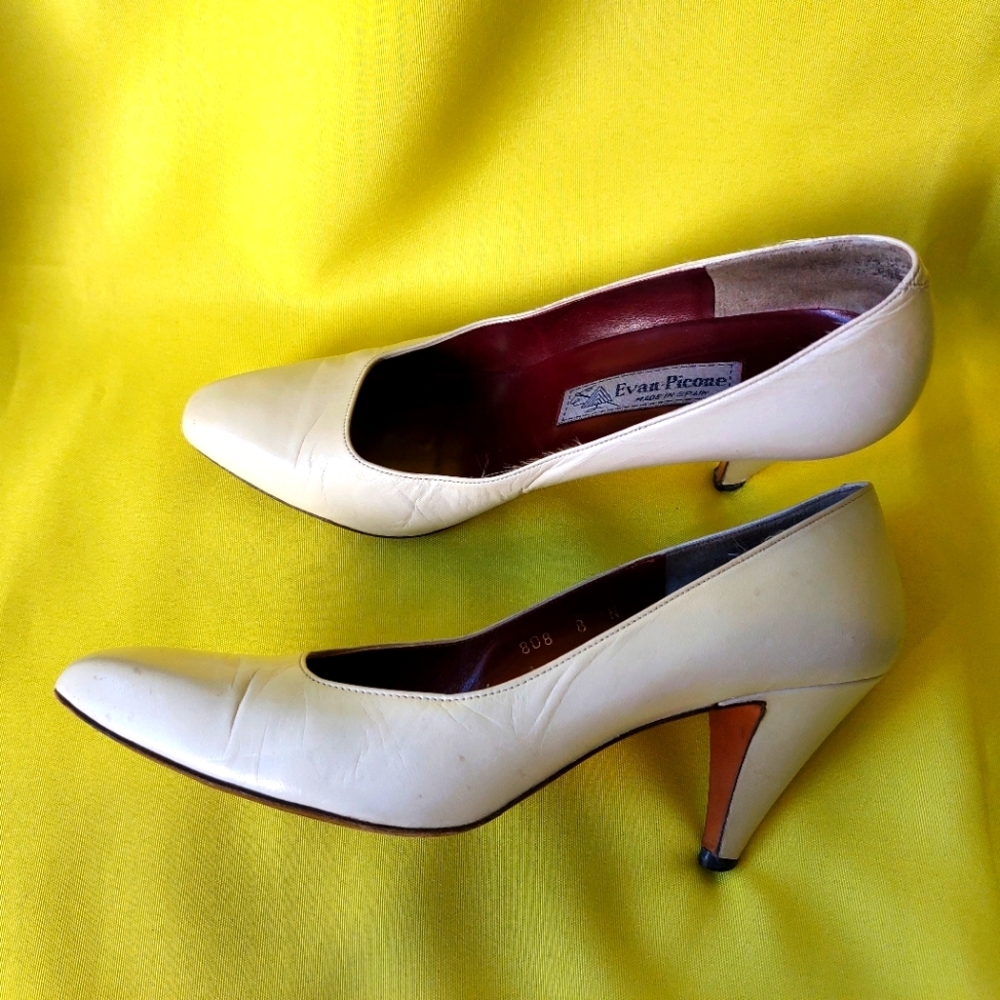Vintage Woman Shoes Evan-Picone All Leather Made in Spain Size 8 N
